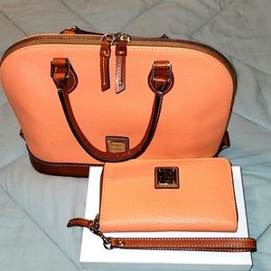 Dooney and Bourke Zip zip satchel in melon w matching wristlet